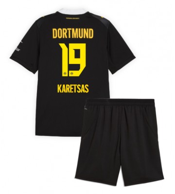 Borussia Dortmund Konstantinos Karetsas #19 Bortaställ Barn 2026-27 Kortärmad (+ Korta byxor)